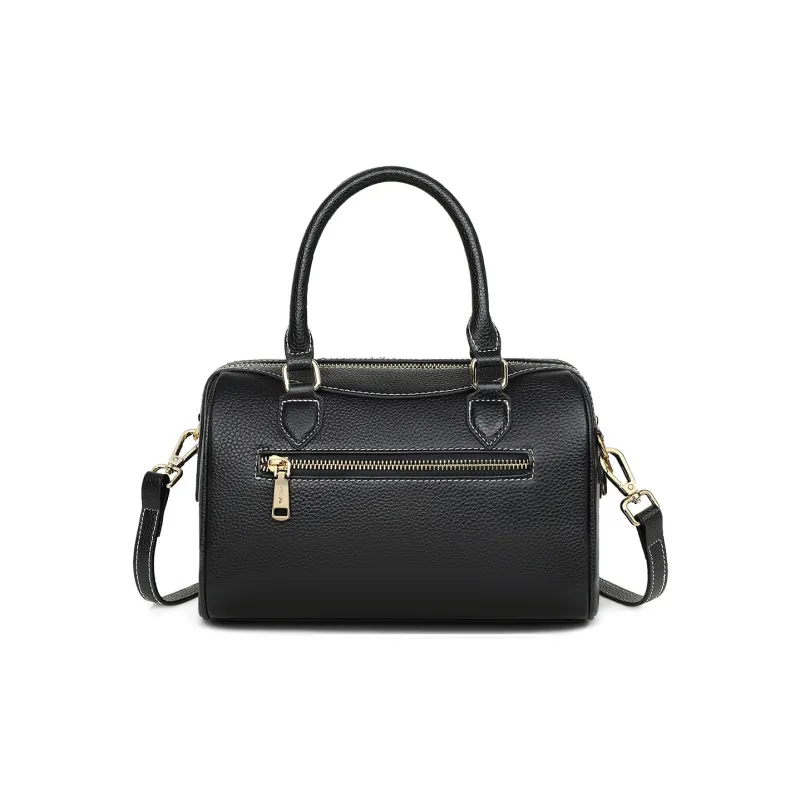 MILLIE'S Cow Leather With Synthetic Leather Handbag, Shoulder Bag, Boston Bag Regular Women's Black/Gray-6