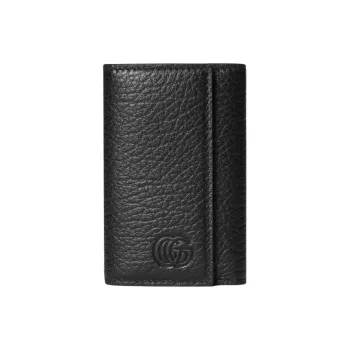 GUCCI Grained Leather Key Pouch Men's Black