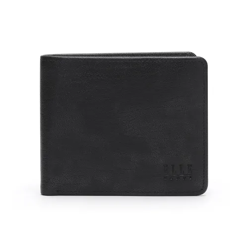 ELLE HOMME Top Grain Cow Leather Wallet Small Size Men's Silver Black/Coffee