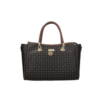 Pollini Leather Tote Bag, Shopping Bag, Shoulder Bag, Crossbody Bag, Handbag Large Size Women's Black Umber