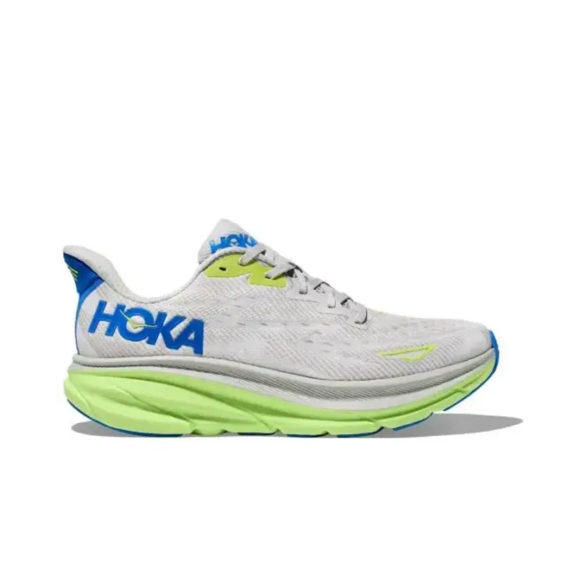 HOKA ONE ONE Clifton 9 Anti-Slip Wear-Resistant Low-Top Running Shoes Men's Gray Green Blue-1