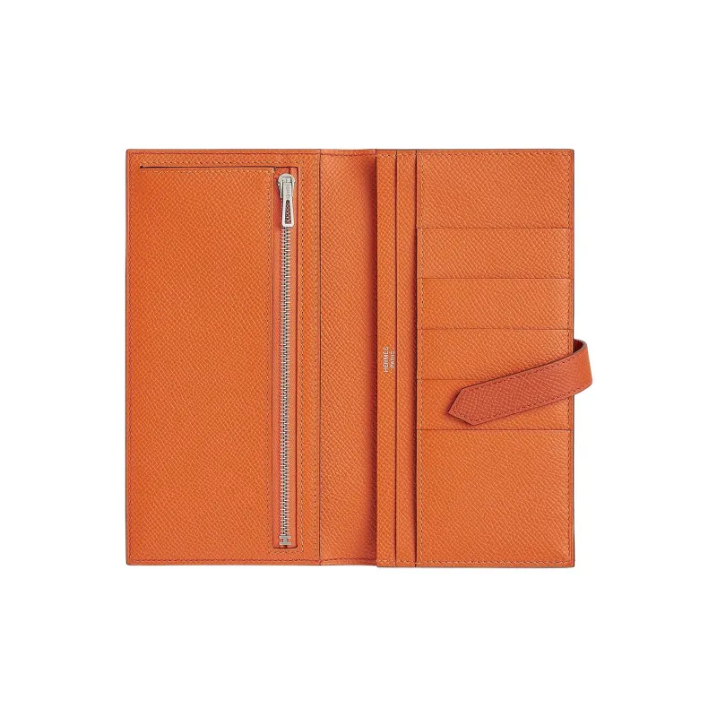 HERMES Bearn Epsom Leather Wallet Women's Clay And Orange-1