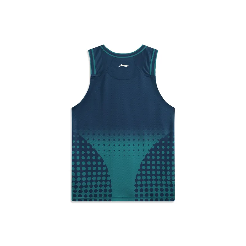 LiNing Badfive Basketball Jersey Men's Dark Navy Blue Dragonfly Green All Over Print-1