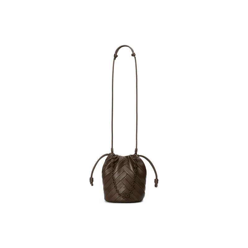 LOEWE Soft Nappa Sheep Leather Bucket Bag Handbag Shoulder Bag Medium Size Women's Chocolate-1