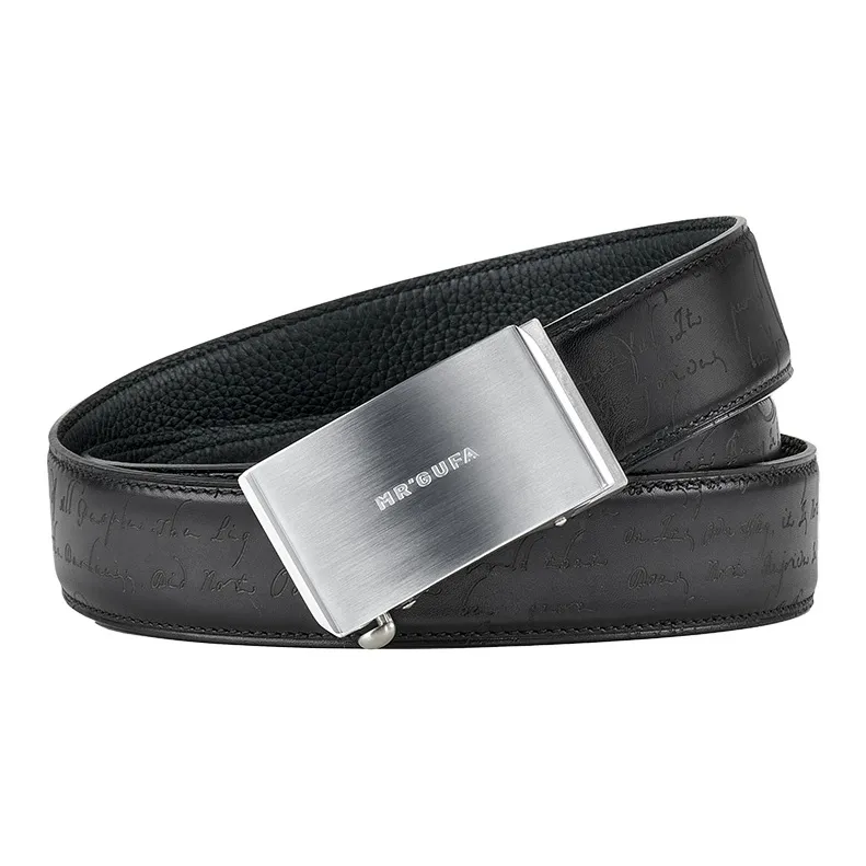 MR'GUFA Stainless Steel Automatic Buckle Genuine Leather Leather Belts Men's 3.5cm-5