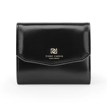 PIERRE CARDIN Cow Leather Tri Fold Women's Wallet Regular Women's Black