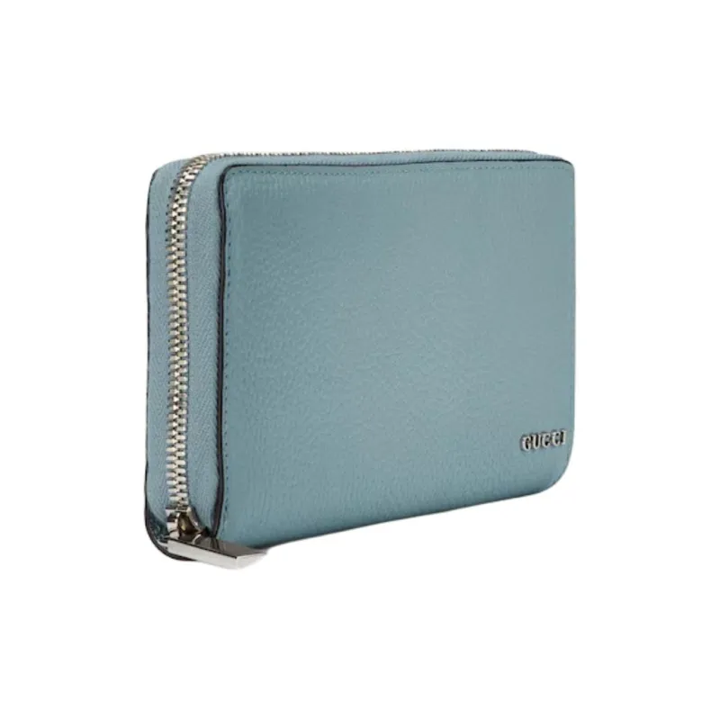 GUCCI Leather Long Wallets Men's Light Green-1