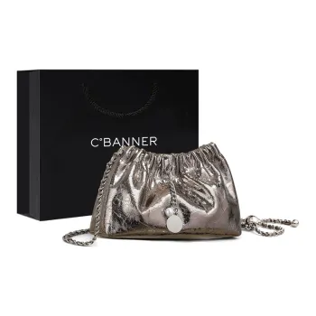C°BANNER Cow Leather With Synthetic Leather Shoulder Bag, Crossbody Bag, Chain Cloud Bag Women's Gunmetal