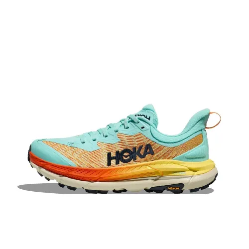 HOKA ONE ONE Mafate Speed 4 Running Shoes Men Low-Top Sky Blue/Fruit Juice Orange