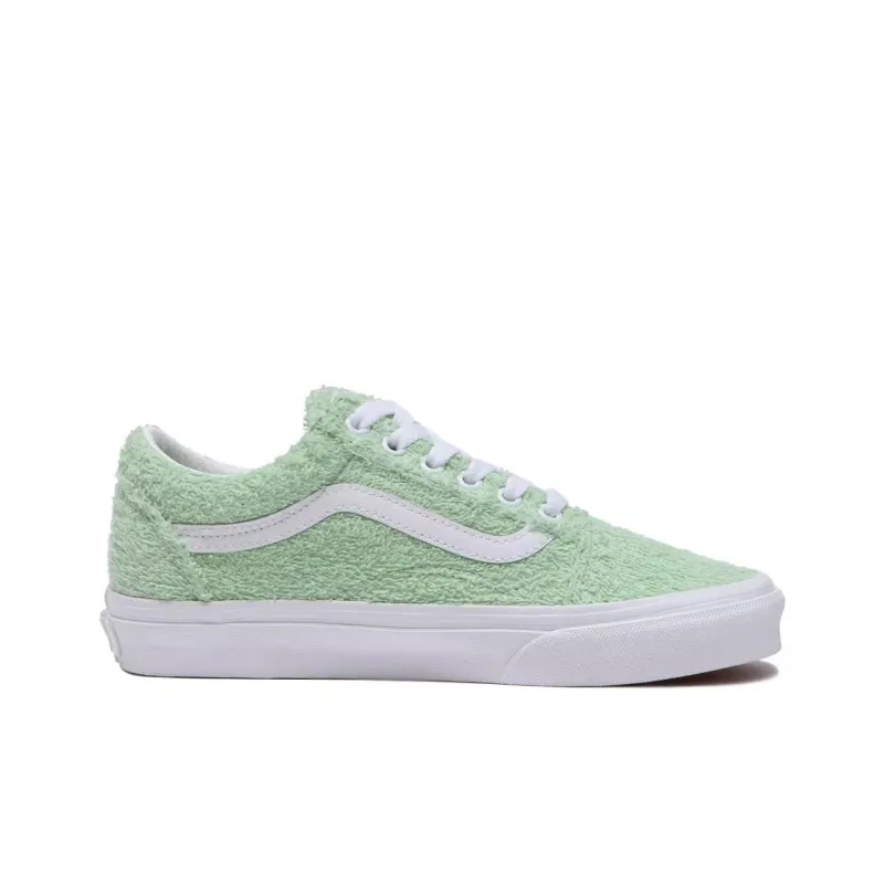Vans Old Skool Anti Slip Wear Resistant Low Top Skateboard Shoes Unisex Green White-1