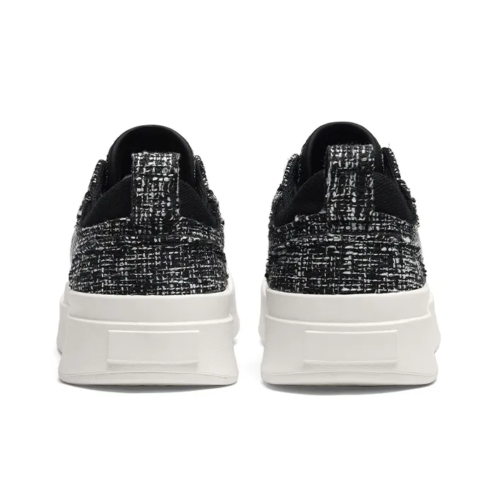 Cabbeen Chanel-Inspired Preppy Oversized Head Height Increasing Breathable Low-Top Skateboard Shoes Men's Black-4