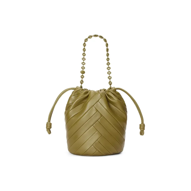LOEWE Soft Nappa Sheep Leather Bucket Bag, Handbag, Shoulder Bag Women's Olive-3