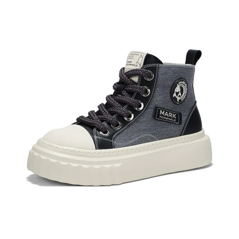 FAIRWHALE High-Top Canvas Shoes Men's Charcoal Black/Mint Mambo Green-1