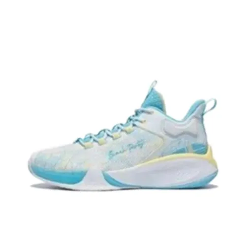 QIAODAN Basketball Shoes Men Mid-Top Jordan White/Sky Blue