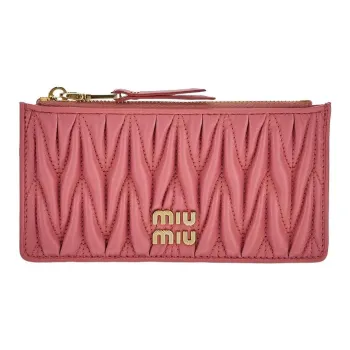 MIU MIU Matelassé Nappa Leather Card Holder, Wallet Women's Pink