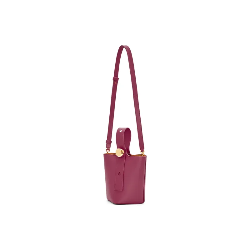 LOEWE Bucket Series Soft Cow Leather Bucket Bag, Shoulder Bag, Crossbody Bag, Handbag Mini Women's Crimson-1