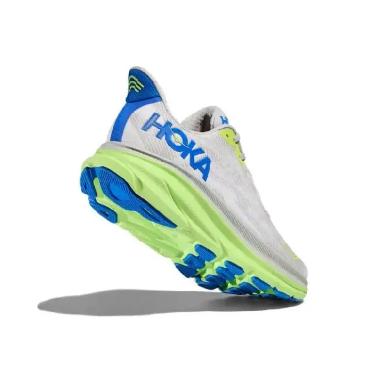 HOKA ONE ONE Clifton 9 Anti-Slip Wear-Resistant Low-Top Running Shoes Men's Gray Green Blue-4