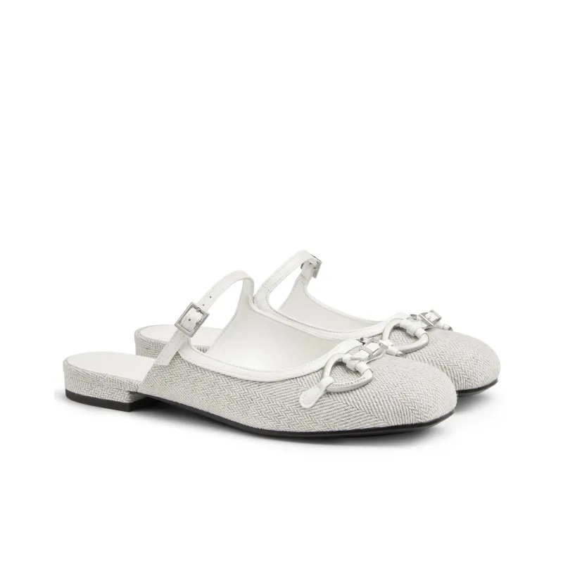 CHARLES&KEITH Composite Sole Closed Toe Slippers 2.2cm Women's Light Grey/Black Box-1