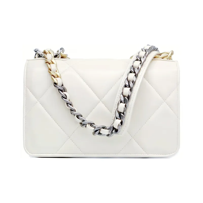 CHANEL 19BagWOC Lambskin Portable Crossbody Bag, Shoulder Bag Women's White-1