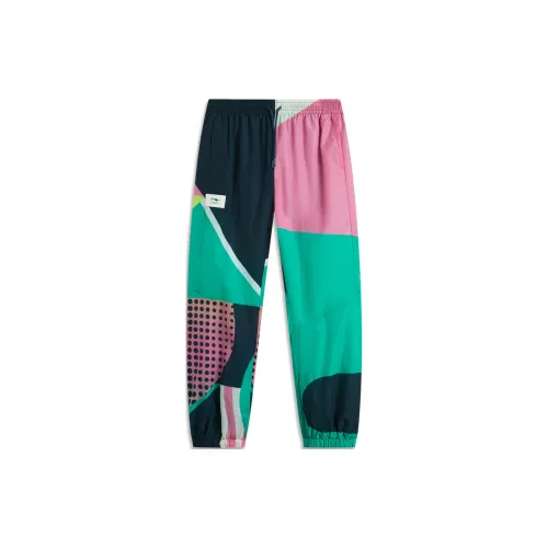 LINING Sports Life Collection Knitted Sweatpants Unisex Dark Prussian Blue And Copper Green All Over Print Color Set