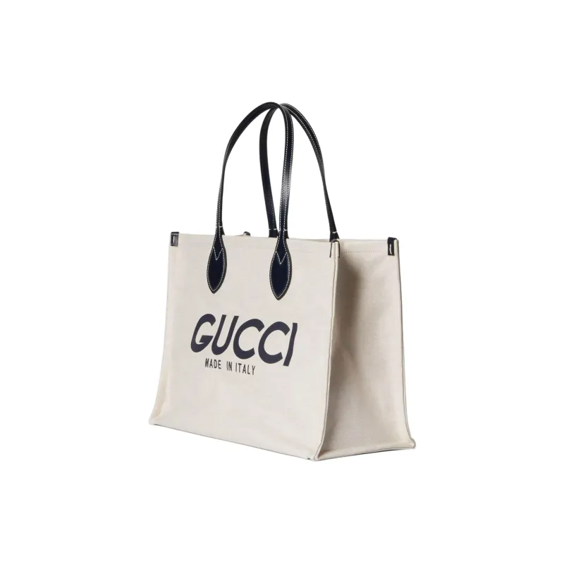 GUCCI Cotton Linen Blend Blend Canvas Canvas Bag Tote Bag Shopping Bag Shoulder Bag Handbag Regular Women's Beige-2