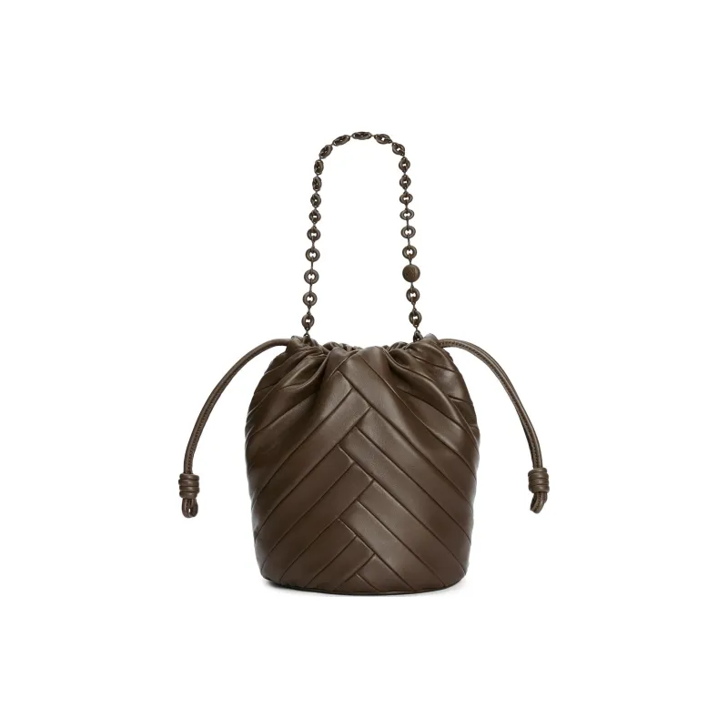 LOEWE Soft Nappa Sheep Leather Bucket Bag Handbag Shoulder Bag Medium Size Women's Chocolate-6