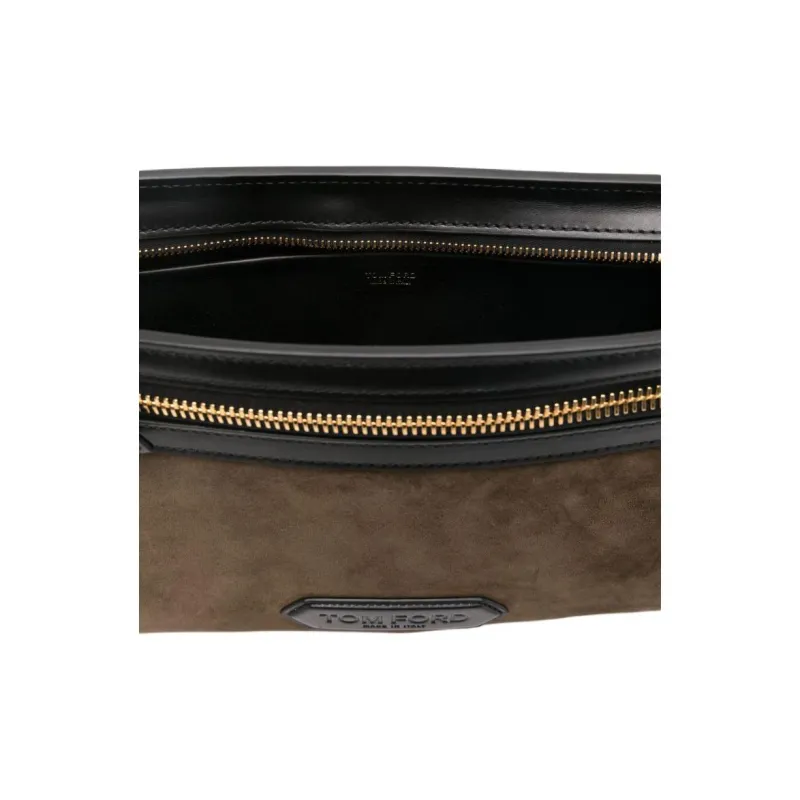 TOM FORD Logo-patch Suede Clutch Bag-3