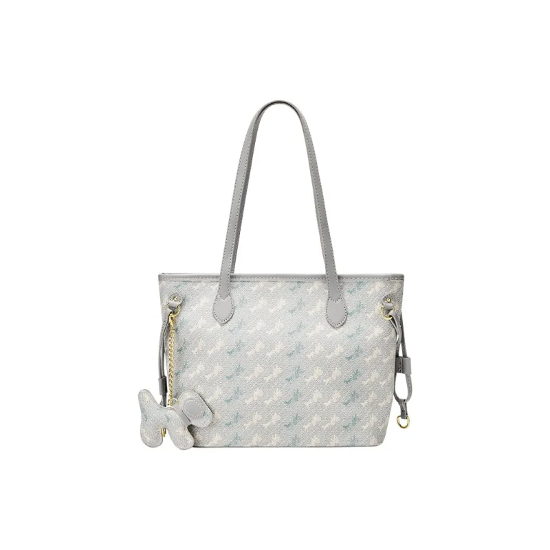 JANE KLAIN Synthetic Leather Tote Bag Shoulder Bag Large Size Women's Gray/Blue/White-1