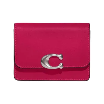 COACH Card Case Calfskin Wallet Mini Women's Dragon Fruit Red
