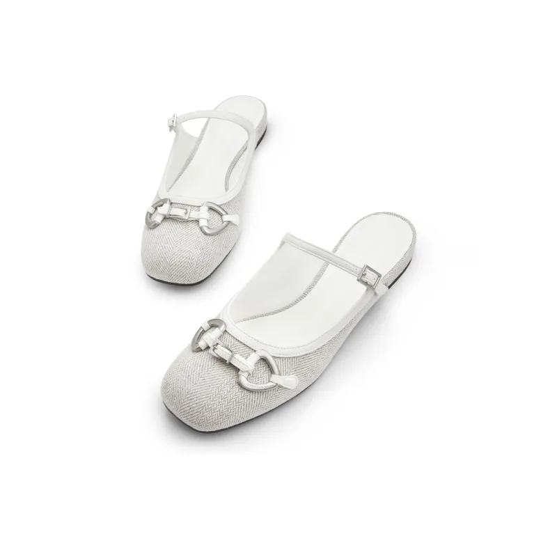 CHARLES&KEITH Composite Sole Closed Toe Slippers 2.2cm Women's Light Grey/Black Box-2
