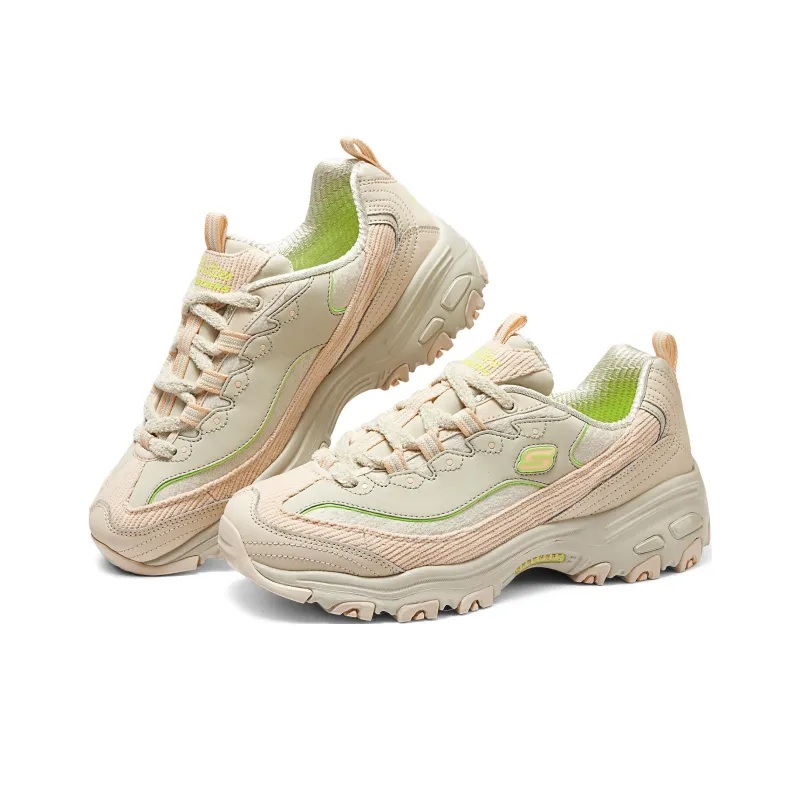 Skechers DLITES Chunky Sneakers Women's Low Top Beige/Pink-3