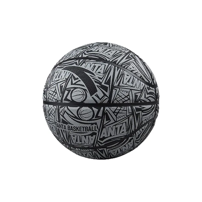 Anta Rubber Basketball All Over Print Black Size 5, Size 7 Training Competition Unisex-1
