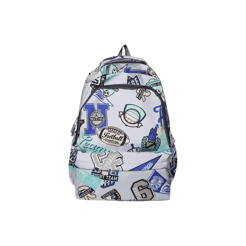 MOK Nylon Backpack Unisex Gray/Pink/Purple/Yellow/Green/Blue-0