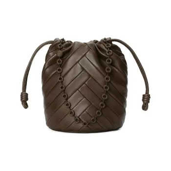 LOEWE Soft Nappa Sheep Leather Bucket Bag Handbag Shoulder Bag Medium Size Women's Chocolate