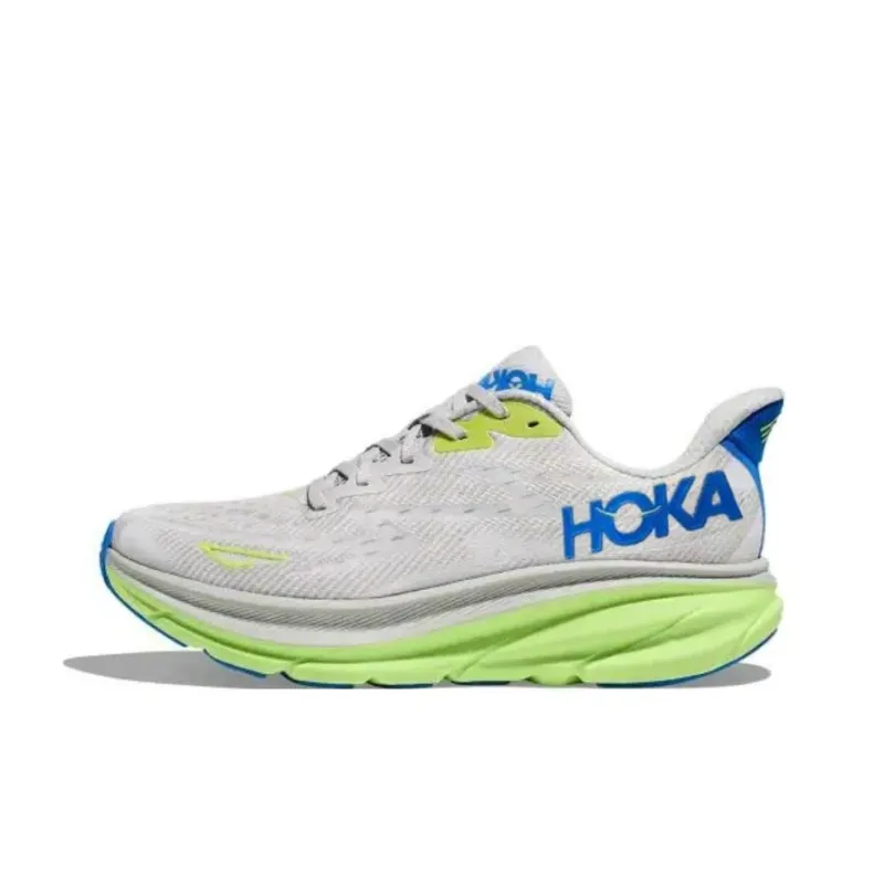 HOKA ONE ONE Clifton 9 Anti-Slip Wear-Resistant Low-Top Running Shoes Men's Gray Green Blue-0