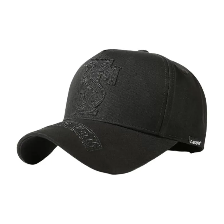 CACUSS Junior Cotton Baseball Caps Unisex Black Gold Text/Black Black Text/Black Silver Text-3