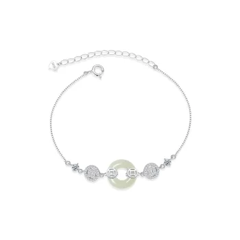 MINTLEAF Hetian Jade Bracelets Pale Greenish-White Jade Women's