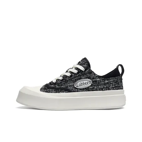 Cabbeen Chanel-Inspired Preppy Oversized Head Height Increasing Breathable Low-Top Skateboard Shoes Men's Black