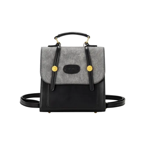 JANE KLAIN Synthetic Leather Shoulder Bag, Crossbody Bag, Handbag Backpack Regular Women's Black/Brown