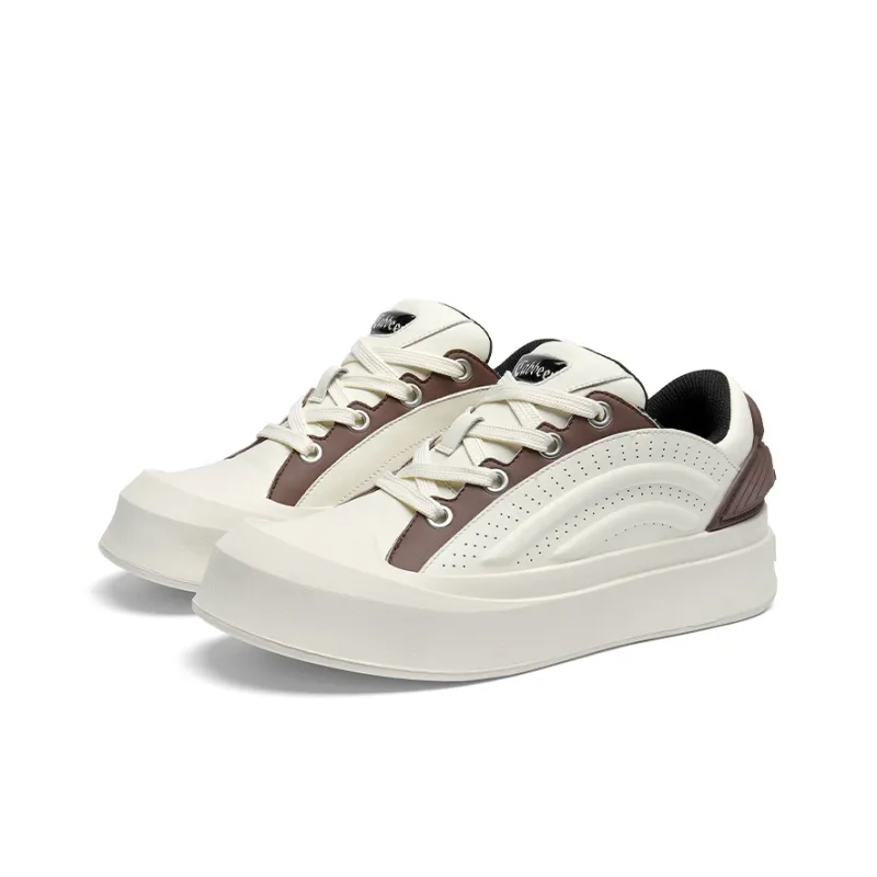 Cabbeen Preppy Round Head Wear-Resistant Height Increasing Low-Top Skateboard Shoes 5cm Men's Silver-13