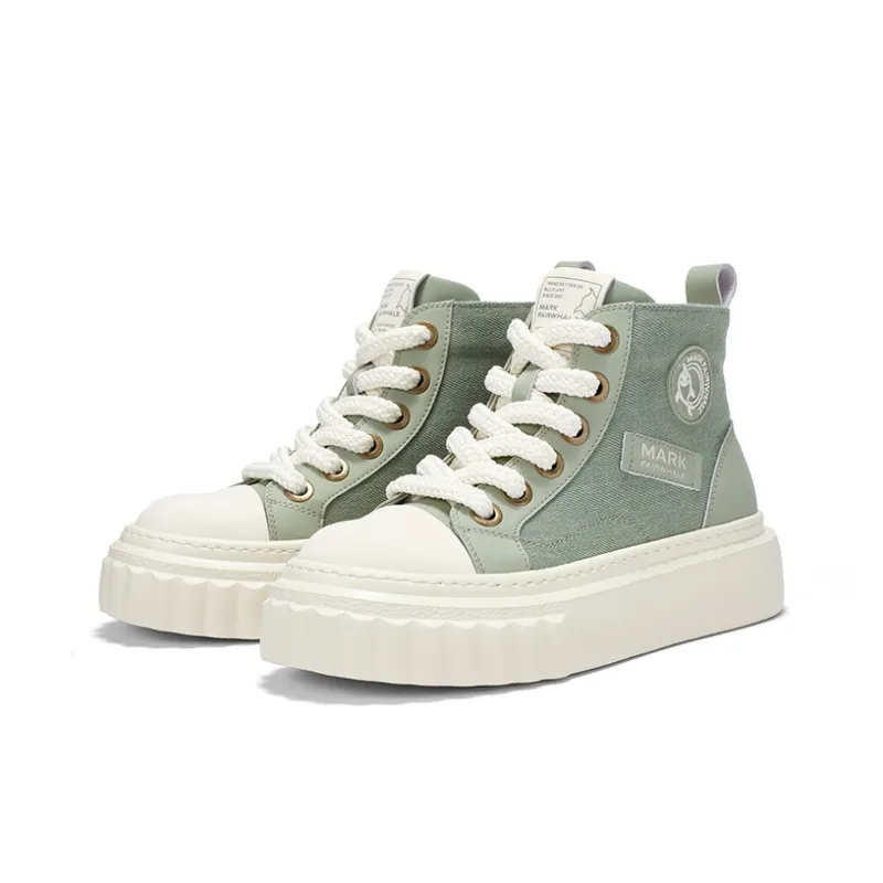 FAIRWHALE High-Top Canvas Shoes Men's Charcoal Black/Mint Mambo Green-9