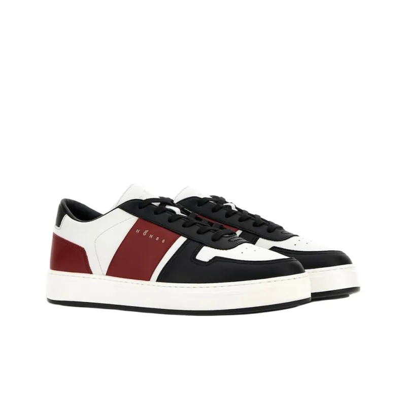HOGAN H TV Low Top Skateboard Shoes Men's Black Red-2