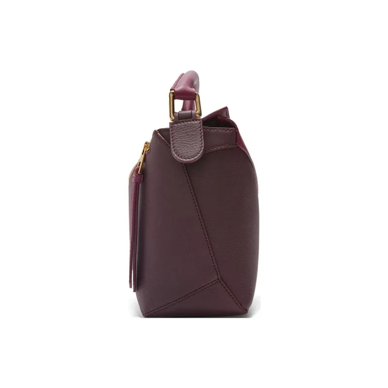 LOEWE Puzzle Cow Leather Handbag Small Size Women's Deep Red & Burgundy Red-4