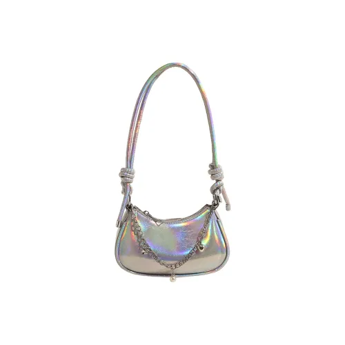 Stardust PU Shoulder Bag, Crossbody Bag Regular Women's Holographic Silver/Ecru/Silver/Black