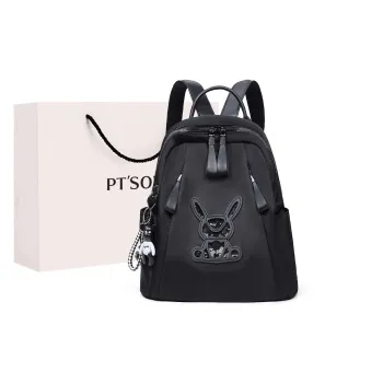PT'SON Fabric Backpack Large Size Unisex Black