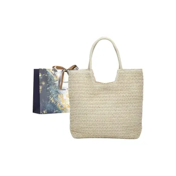 Iman's House Woven Tote Portable Commute Shoulder Bag Women's Ecru/Khaki