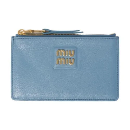 MIU MIU Leather Envelope Bag Wallet Women's Blue