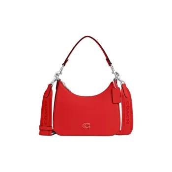 COACH Hobo Leather Paneled Canvas Shoulder Bag Crossbody Bag Handbag Medium Size Men's Sports Red