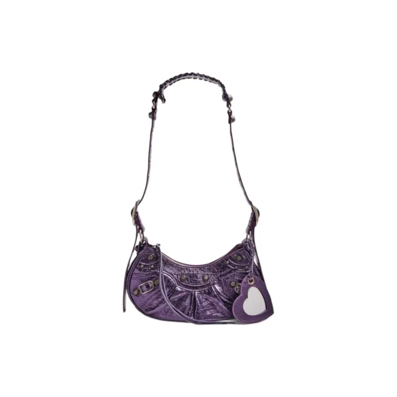 Balenciaga Le Cagole Xs Shoulder Bag Metallized Purple-0
