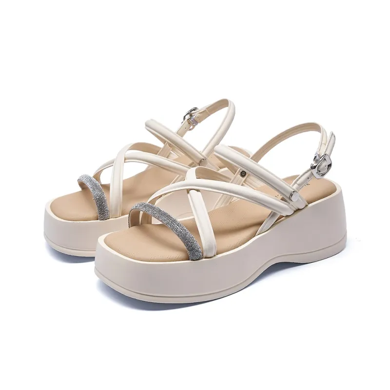 HLA Platform Height Increasing Over The Knee One Strap Sandals Beach Casual Shoes Women's-9